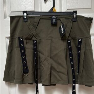Hot Topic Olive Green Skirt with Black Straps